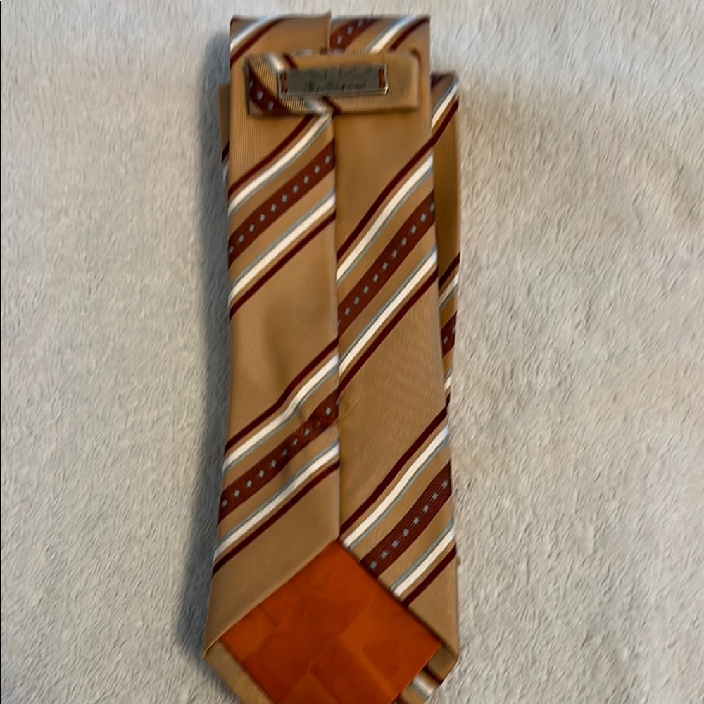 Tan and Brown Striped Necktie with Silky Finish